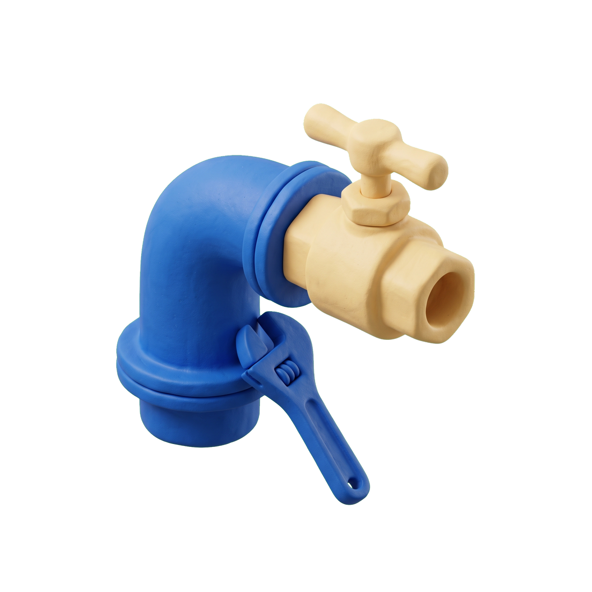 Plumber illustration in blue and ivory clay