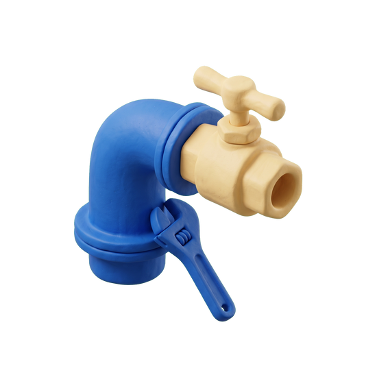 Plumber illustration in blue and ivory clay