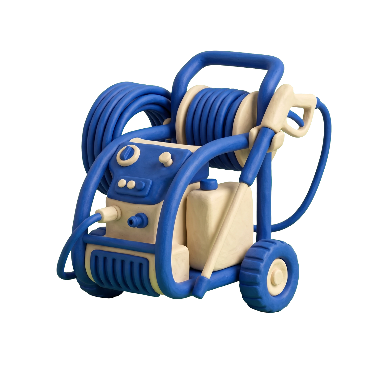 Pressure washing service illustration in blue and ivory clay