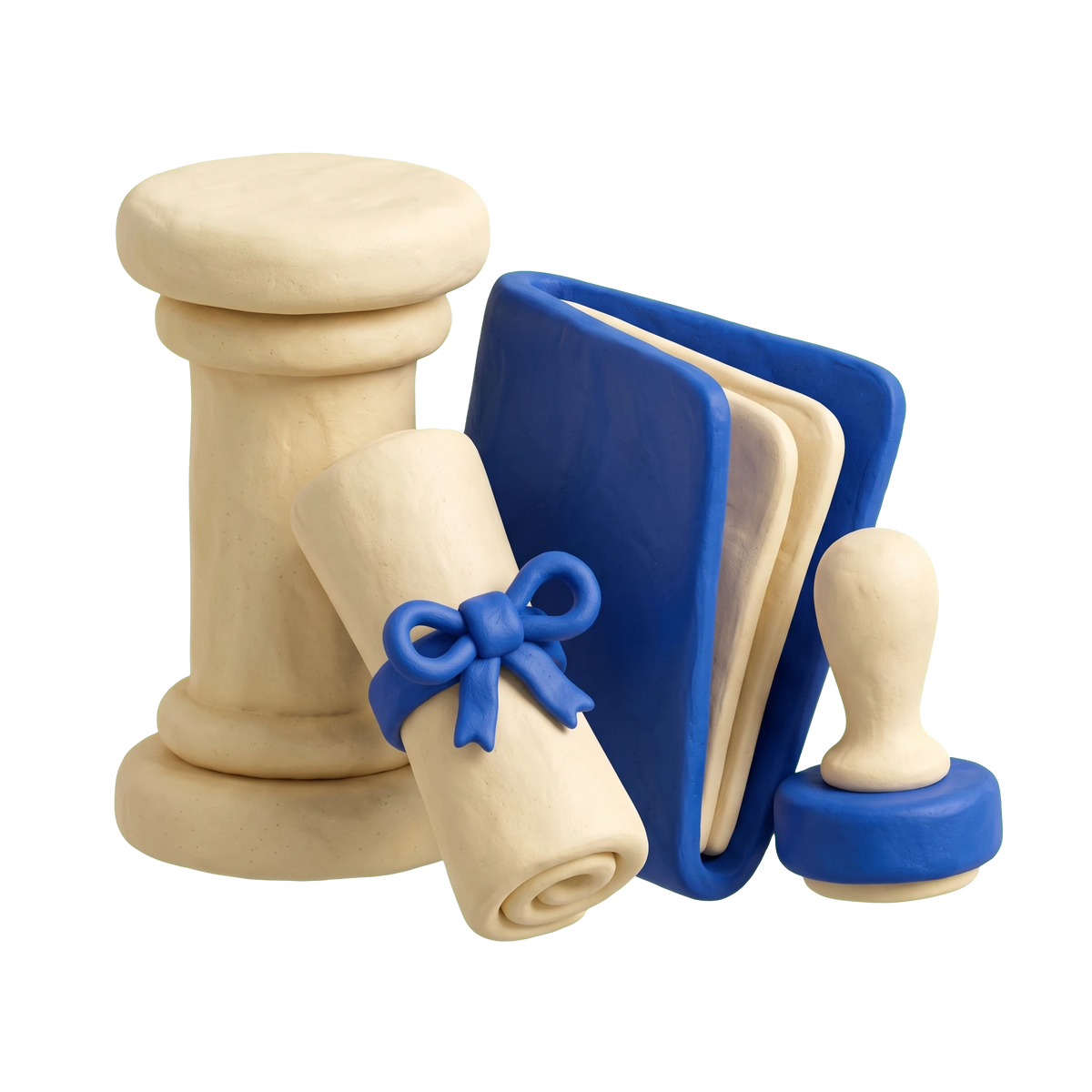 Process server illustration in blue and ivory clay