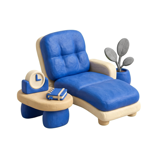 Psychiatrist illustration in blue and ivory clay
