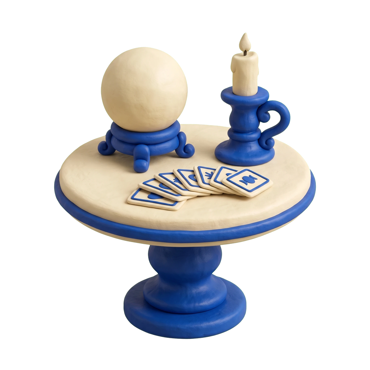 Psychic illustration in blue and ivory clay