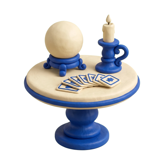 Psychic illustration in blue and ivory clay