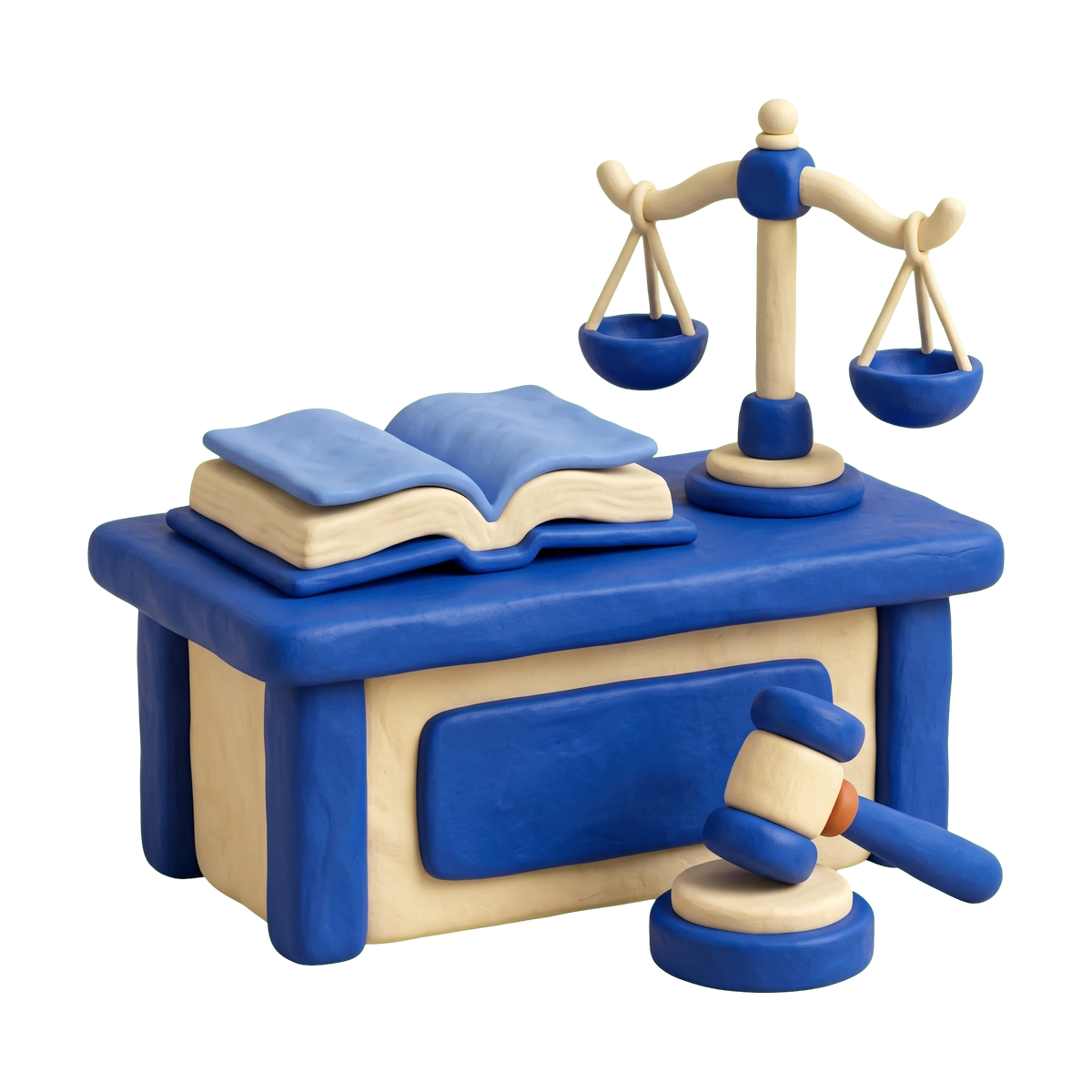 Public defender's office illustration in blue and ivory clay