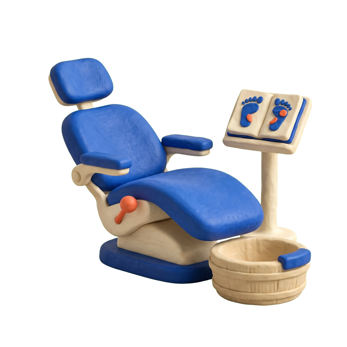 Reflexologist illustration in blue and ivory clay