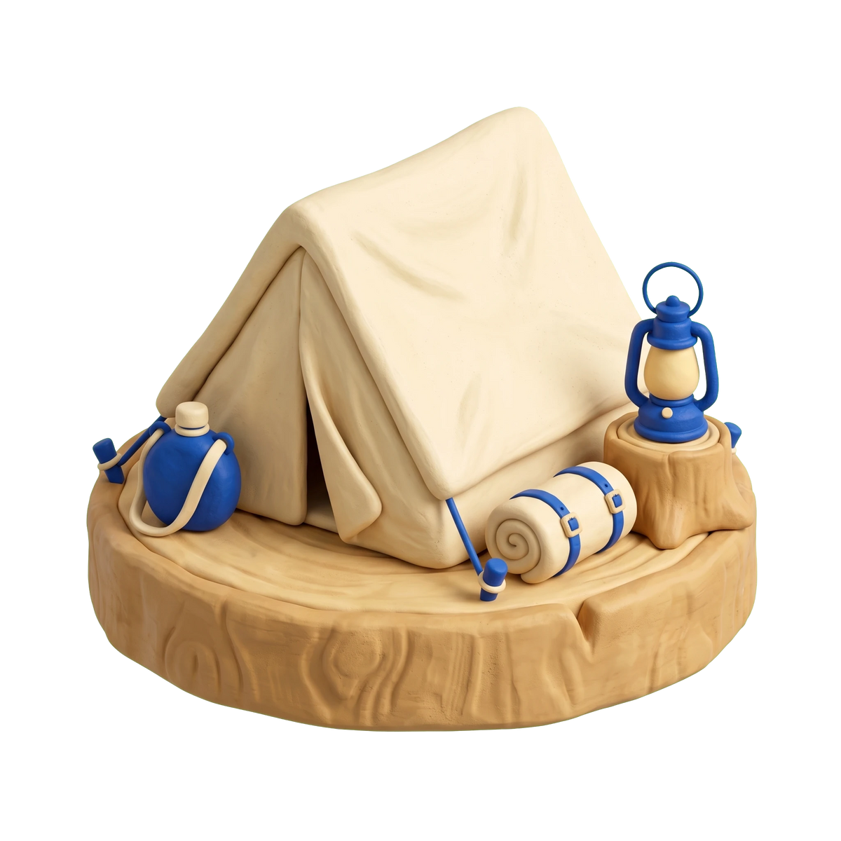 Scouting illustration in blue and ivory clay