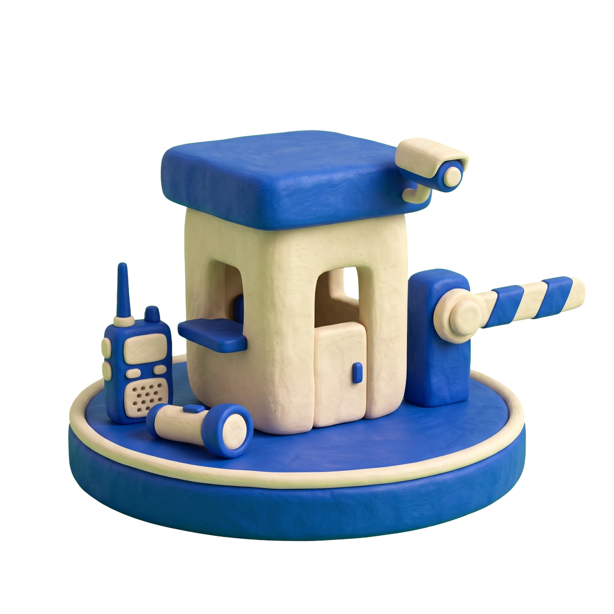 Security guard service illustration in blue and ivory clay