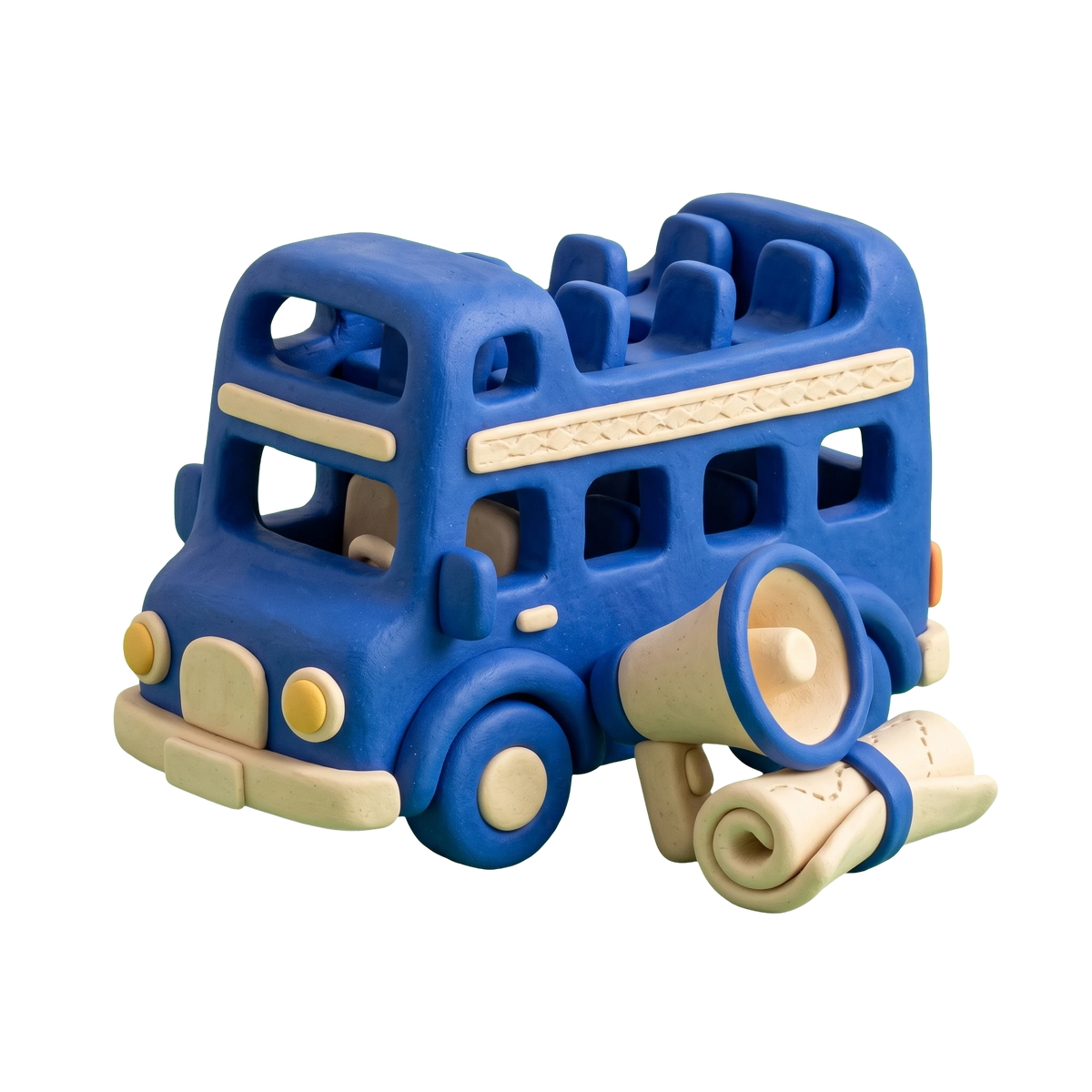 Sightseeing tour agency illustration in blue and ivory clay