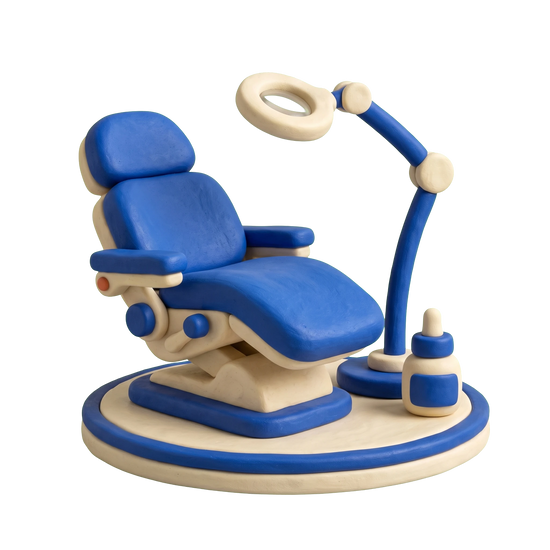 Skin care clinic illustration in blue and ivory clay
