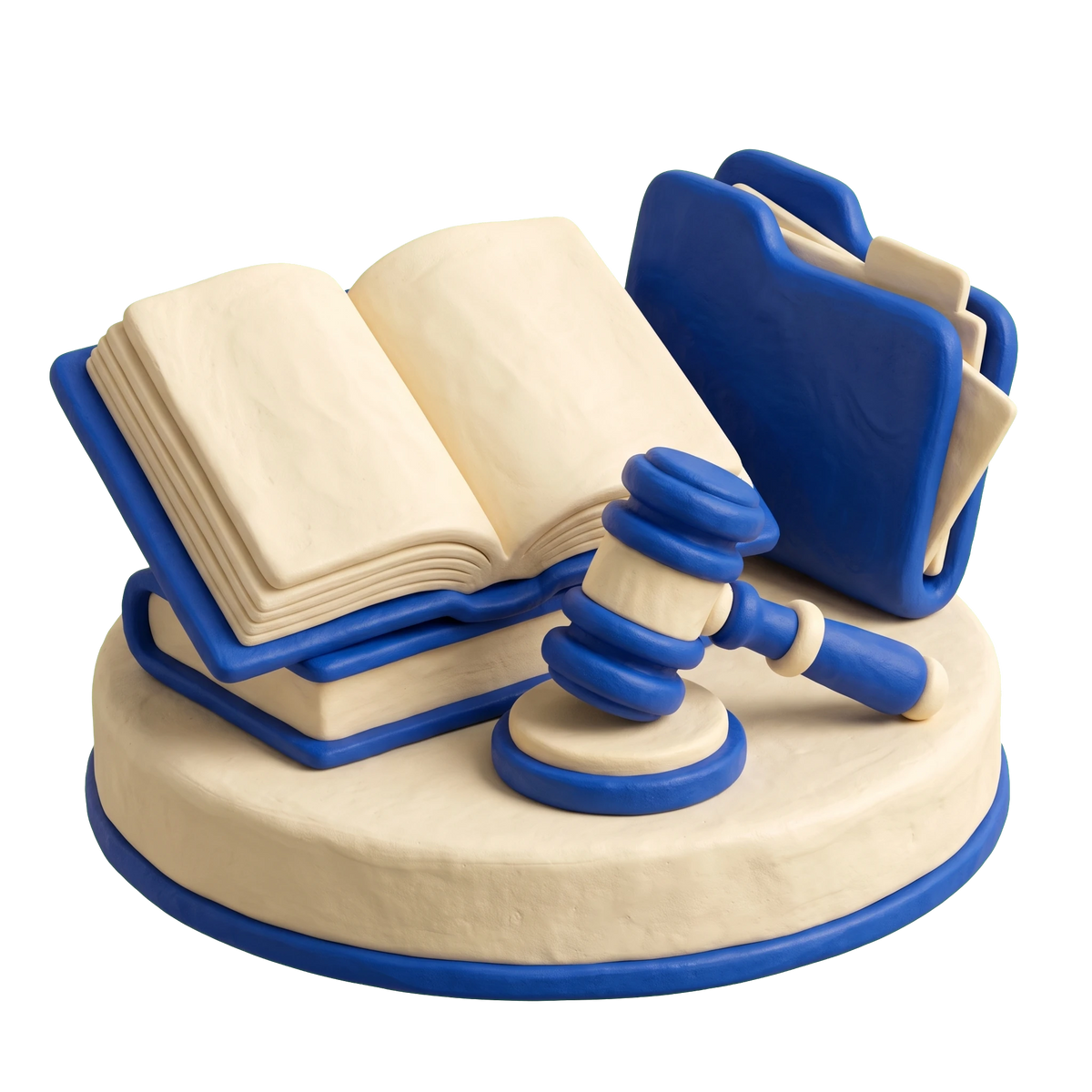 Social security attorney illustration in blue and ivory clay