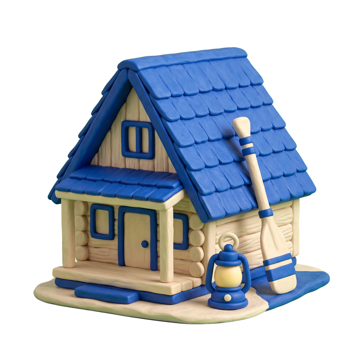 Summer camp organizer illustration in blue and ivory clay