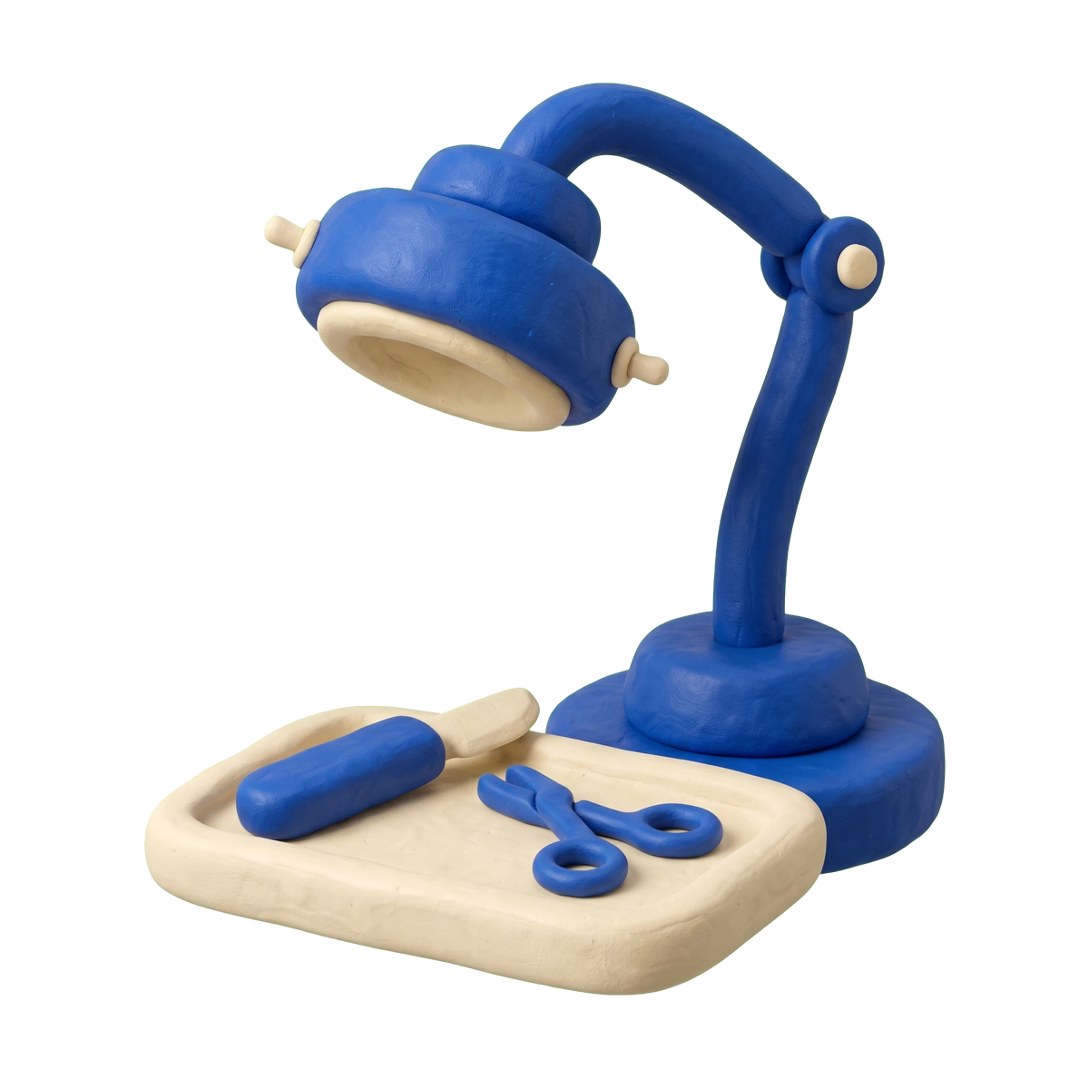Surgeon illustration in blue and ivory clay