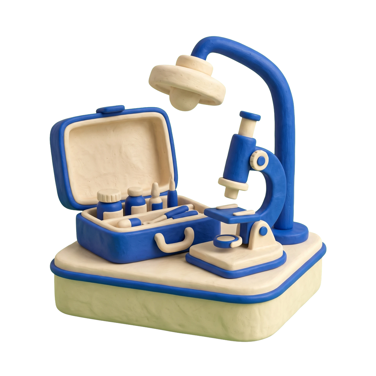 Surgical oncologist illustration in blue and ivory clay