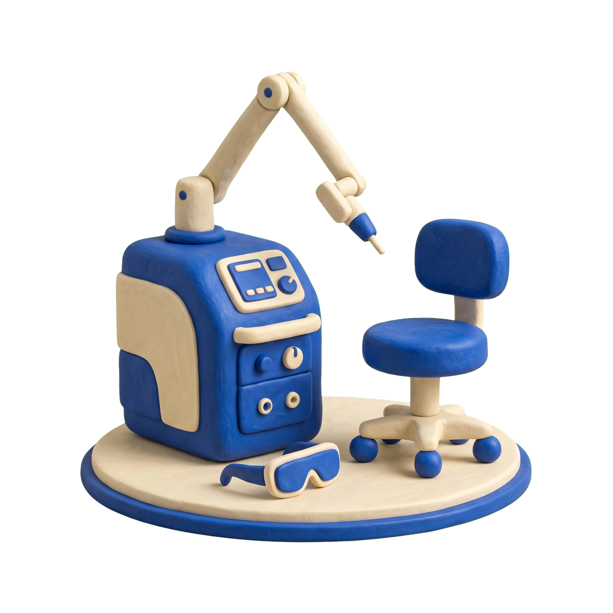 Tattoo removal service illustration in blue and ivory clay