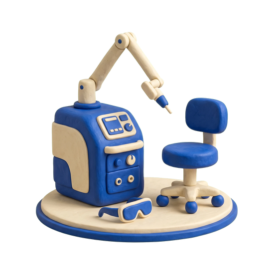 Tattoo removal service illustration in blue and ivory clay