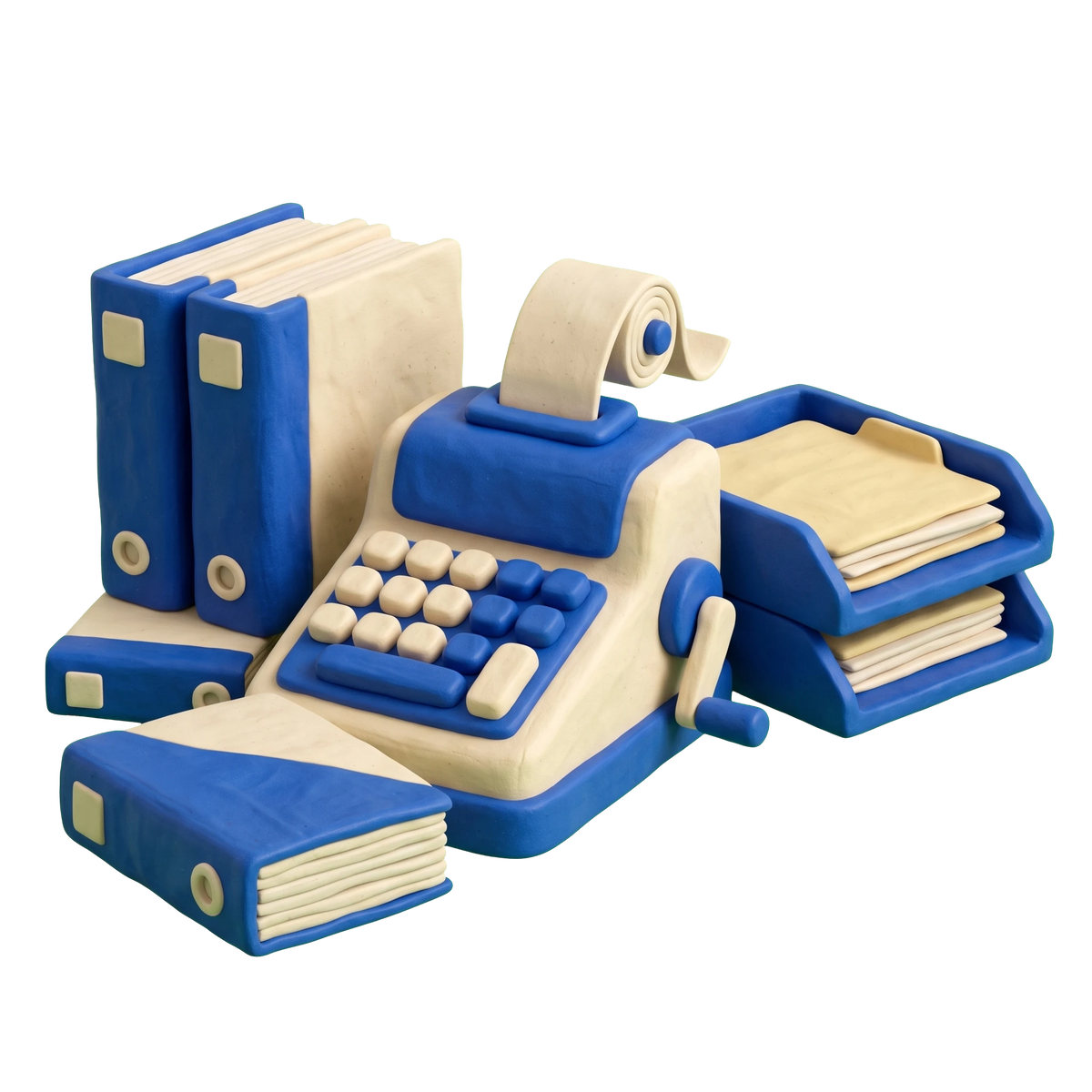 Tax consultant illustration in blue and ivory clay