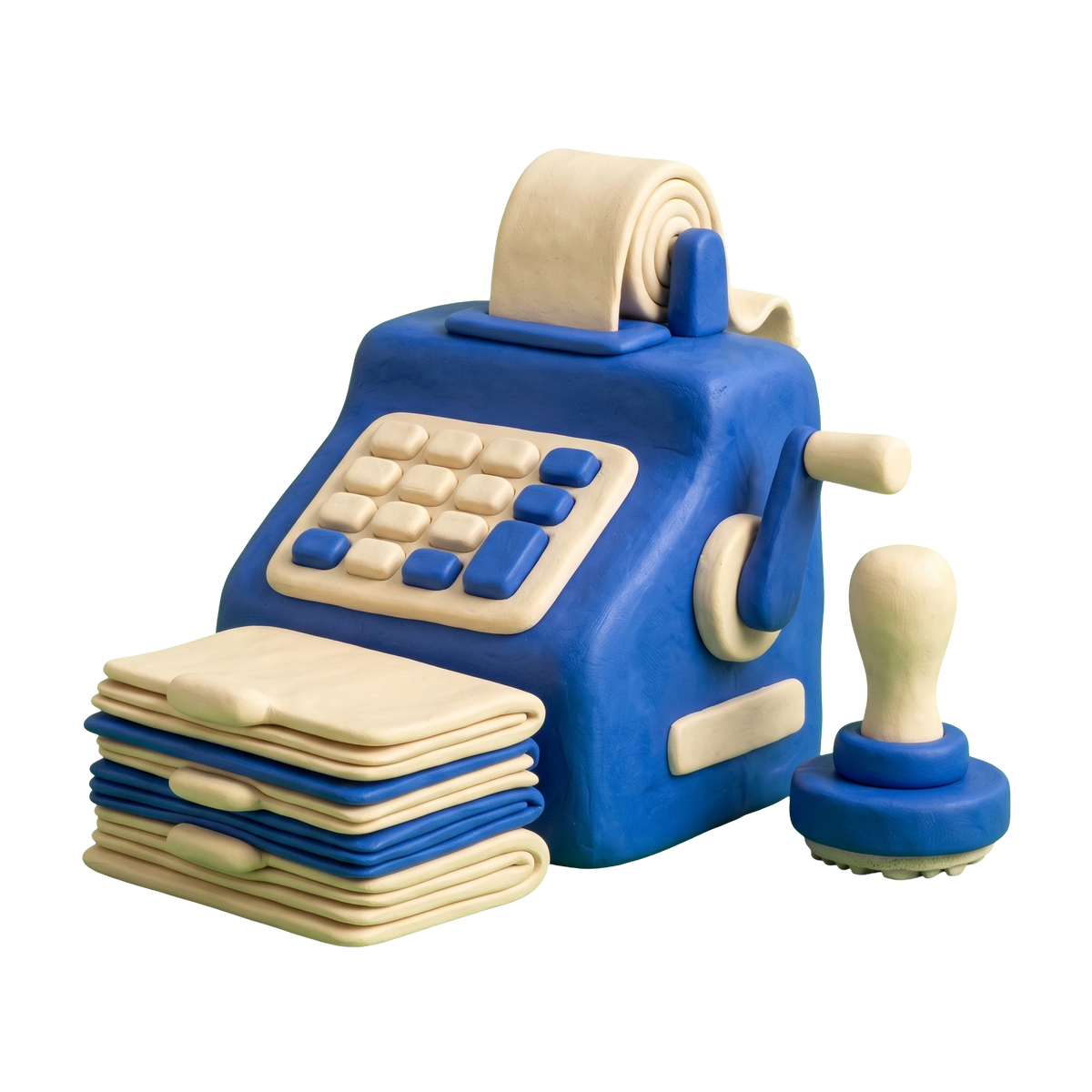 Tax preparation service illustration in blue and ivory clay