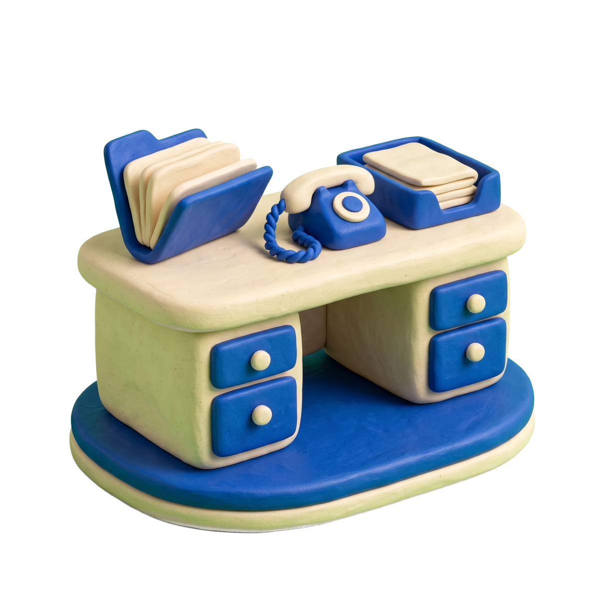 Temp agency illustration in blue and ivory clay