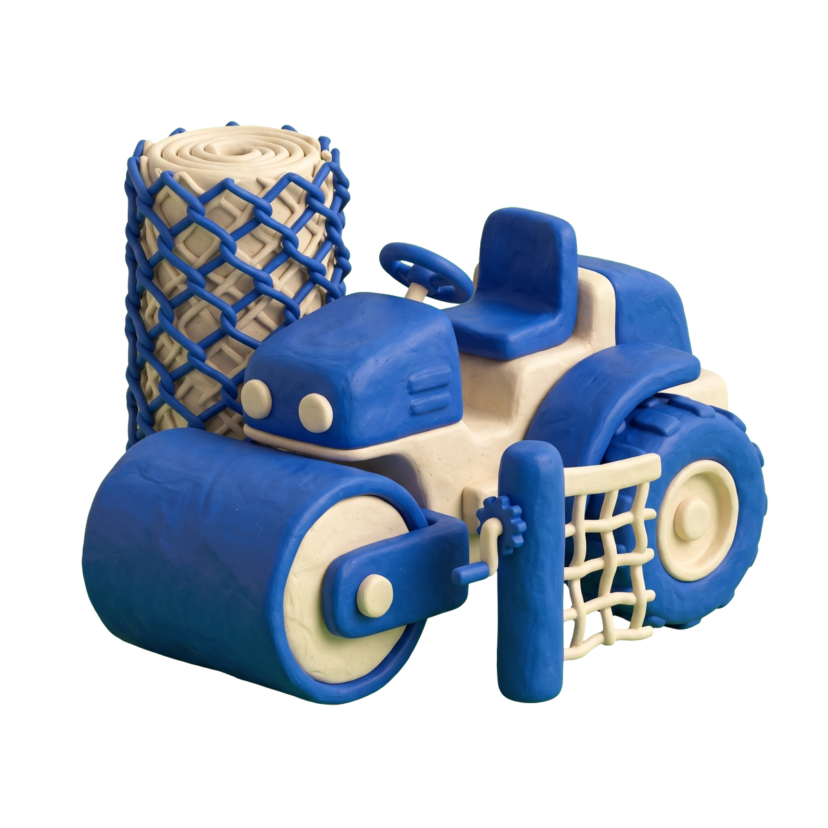 Tennis court construction company illustration in blue and ivory clay