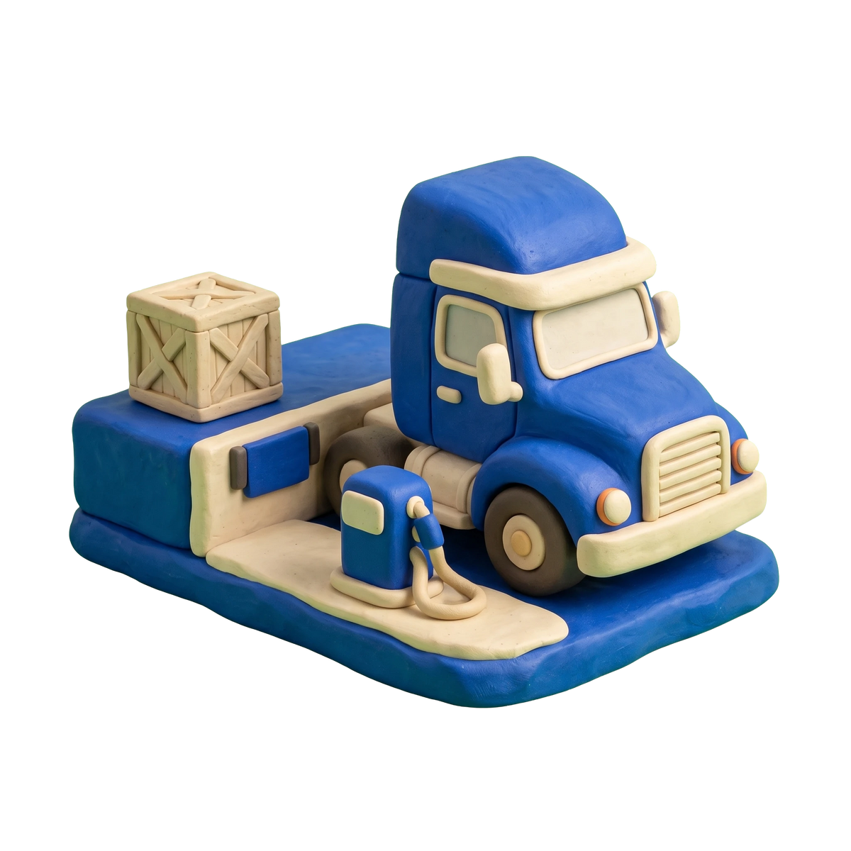 Transportation service illustration in blue and ivory clay
