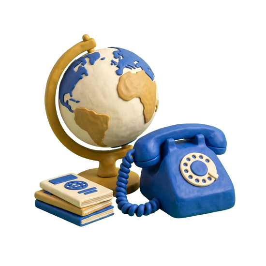 Travel agency illustration in blue and ivory clay