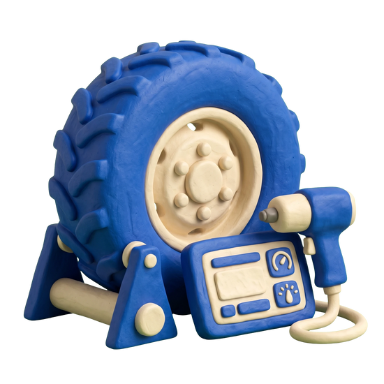 Truck repair shop illustration in blue and ivory clay