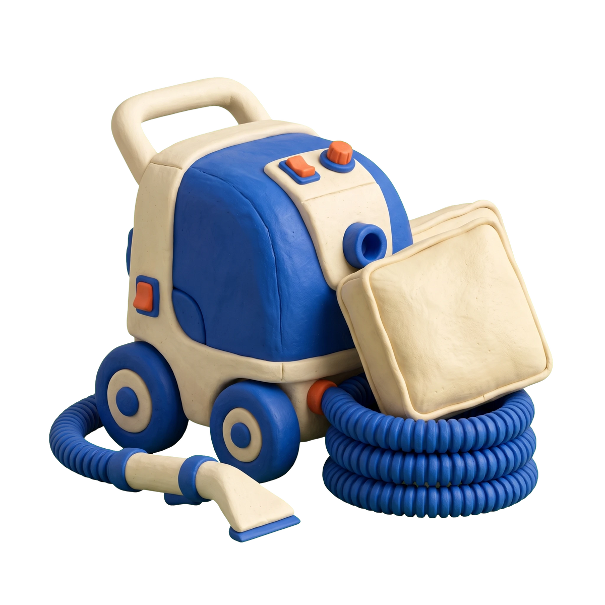 Upholstery cleaning service illustration in blue and ivory clay