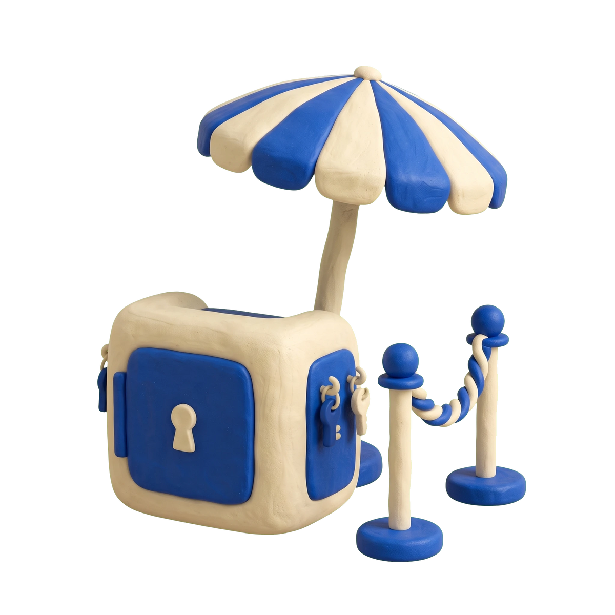 Valet parking service illustration in blue and ivory clay