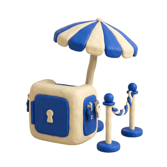 Valet parking service illustration in blue and ivory clay