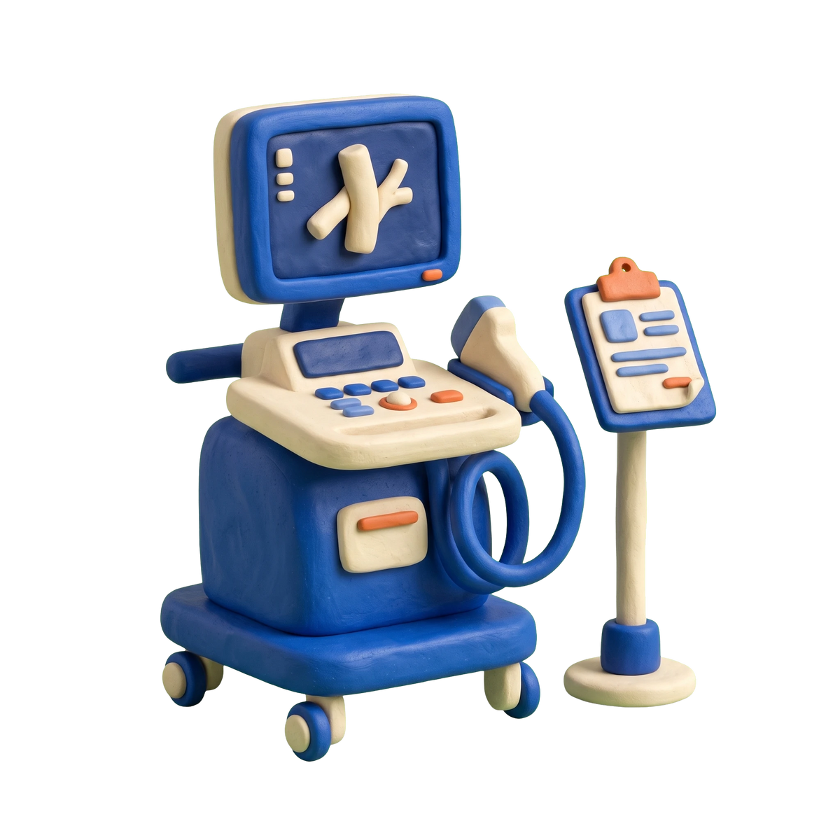 Vascular surgeon illustration in blue and ivory clay
