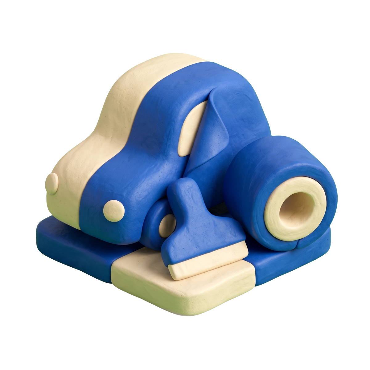 Vehicle wrapping service illustration in blue and ivory clay