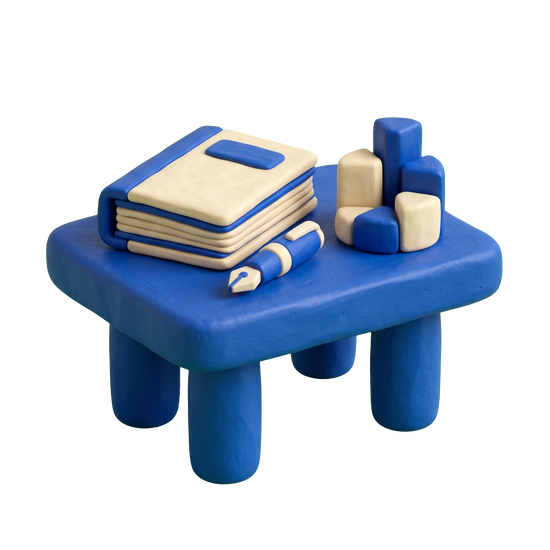 Venture capital company illustration in blue and ivory clay
