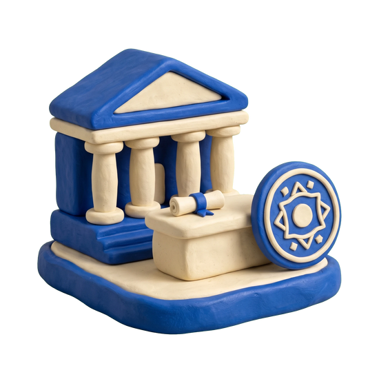 Veterans affairs department illustration in blue and ivory clay