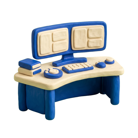 Video editing service illustration in blue and ivory clay