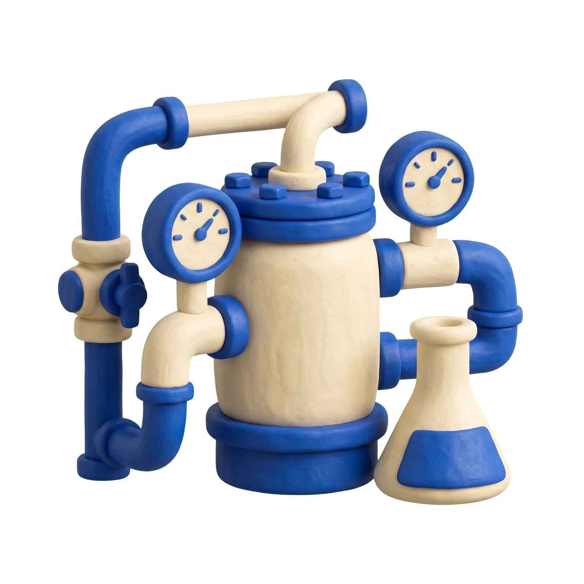 Water purification company illustration in blue and ivory clay