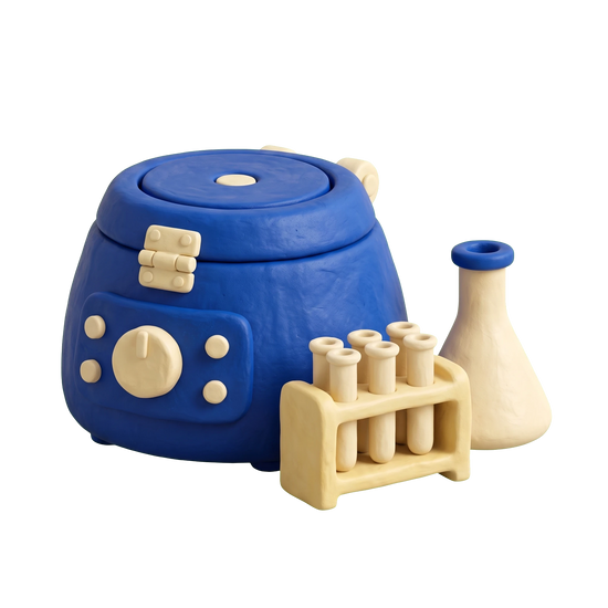 Water testing service illustration in blue and ivory clay