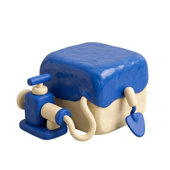 Waterproofing service illustration in blue and ivory clay