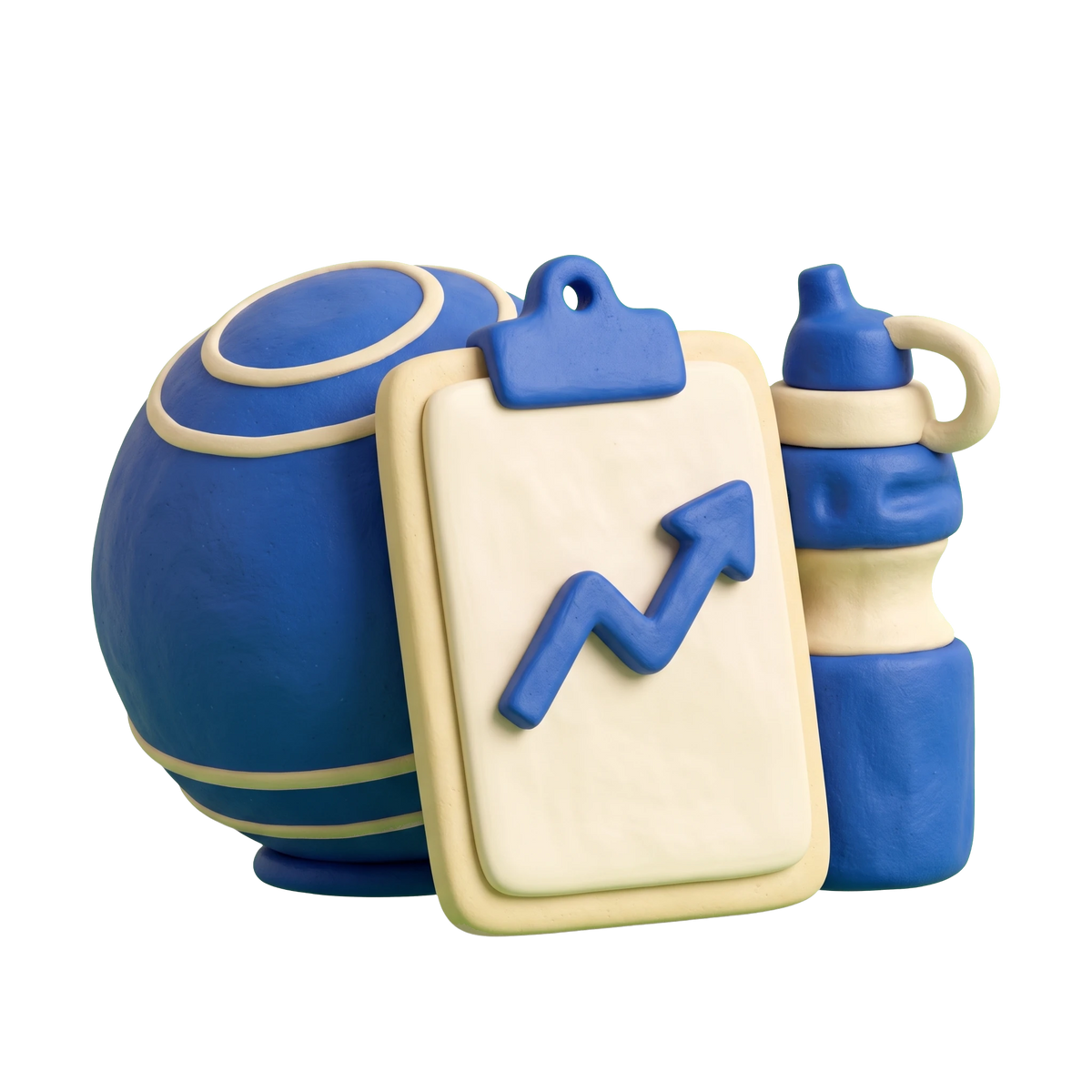 Wellness program illustration in blue and ivory clay