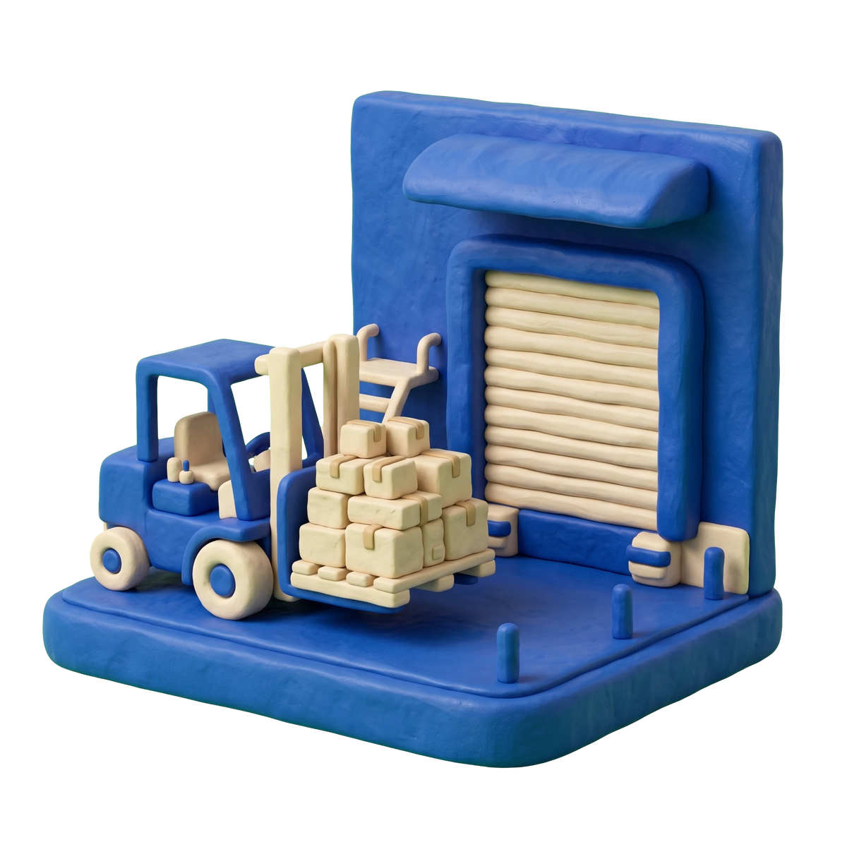 Wholesaler illustration in blue and ivory clay