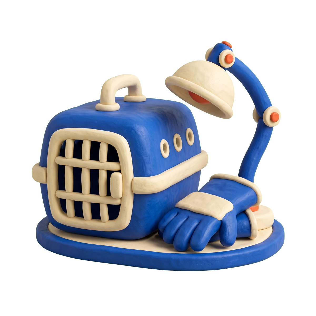 Wildlife rescue service illustration in blue and ivory clay