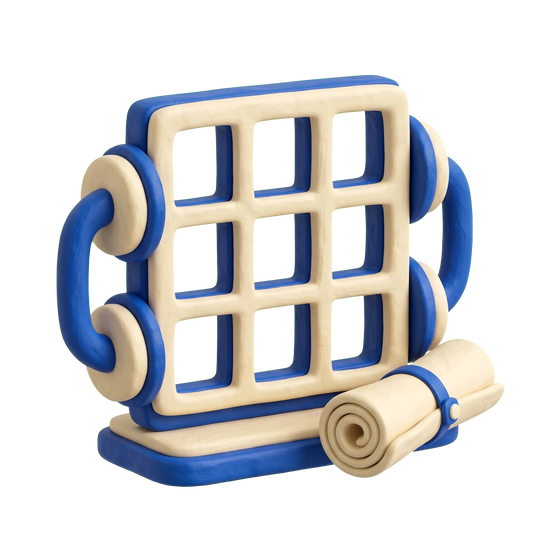Window supplier illustration in blue and ivory clay