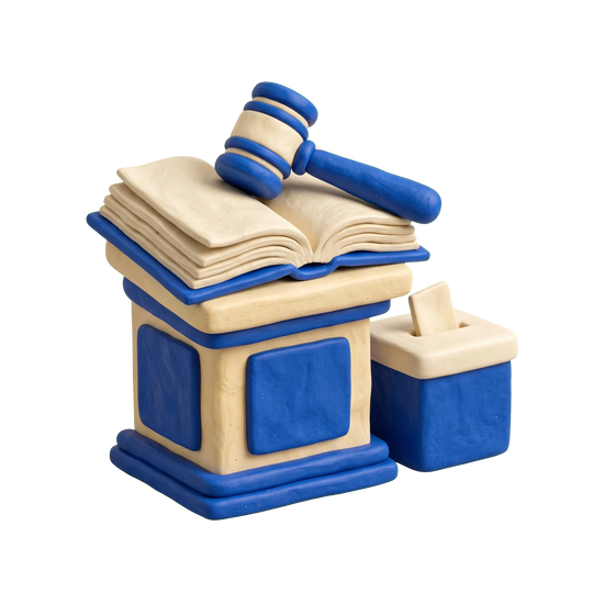 Women's organization illustration in blue and ivory clay