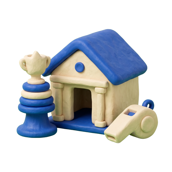 Youth organization illustration in blue and ivory clay