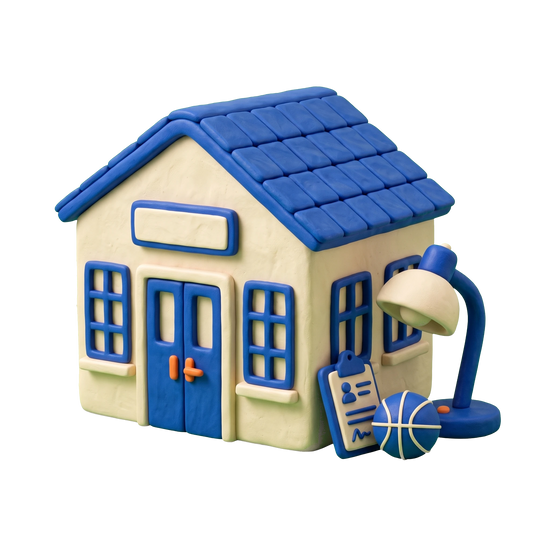 Youth social services organization illustration in blue and ivory clay